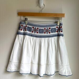 Sunday Best Aritzia Boho Embroidered Cotton Mini Skirt White Size 0